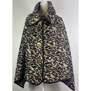 Leopard Animal Print Shawl Cape Kimono Poncho Wrap One Size Lagenlook Boho Cozy